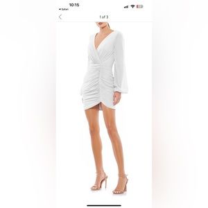 Mac Duggal Ruchedlong sleeve chiffon cocktail minidress